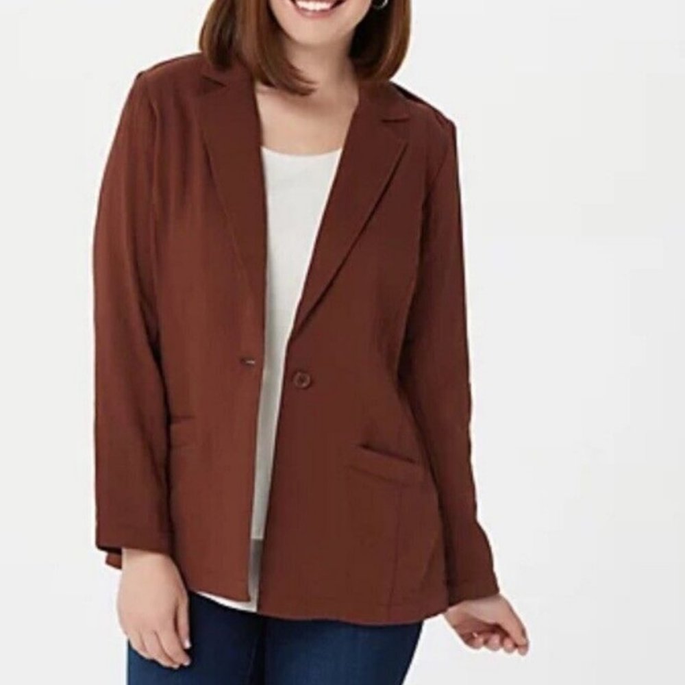 Joan Rivers Crinkle Texture Button Front Blazer 1… - image 1